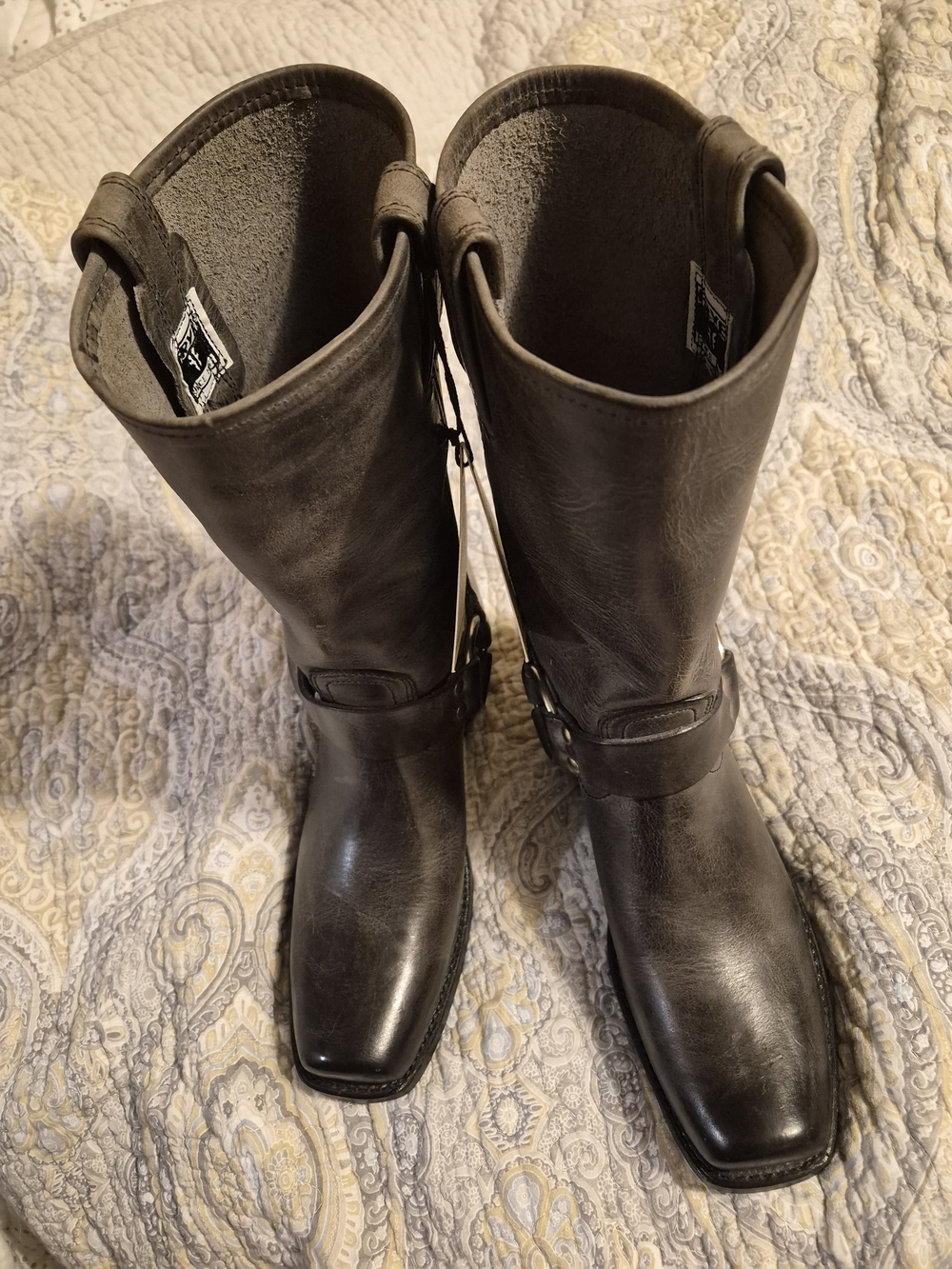 Rye Men's Harness Mid-Calf Leather Boots in Dark Gray
